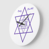 Chanukah Blue Stars of David Große Wanduhr (Winkel)