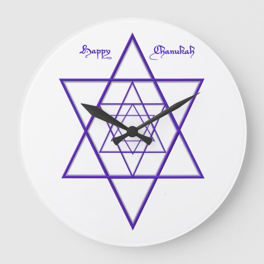 Chanukah Blue Stars of David Große Wanduhr (Vorderseite)