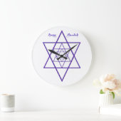 Chanukah Blue Stars of David Große Wanduhr (Zuhause)