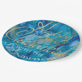 Chanukah Blues und Golds Pappteller (Schrägansicht)