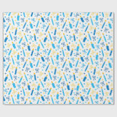 Chanukah Candles Burning White Blue Gold Geschenkpapier (Flach)
