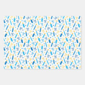 Chanukah Candles Burning White Blue Gold Geschenkpapier Set (Vorderseite)