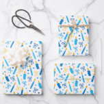 Chanukah Candles Burning White Blue Gold Geschenkpapier Set<br><div class="desc">Fügen Sie etwas Ferienfarbe und funkeln Sie mit diesem lustigen Chanukah Packpapier-Design. Geeignet für Kinder oder Erwachsene, Unternehmen oder Familie Geschenkverpackung Bedürfnisse. Es gibt koordinierende Geschenktaschen, Papiertücher und Band für einen kompletten Chanukah-Look, oder Sie können mischen und mit unseren anderen Chanukah Packpapier Muster. Dieses Design ist in blau, weiß und...</div>