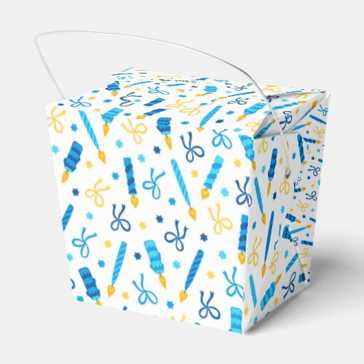 Chanukah Candles Burning White Blue Gold Geschenkschachtel (Rückseite)