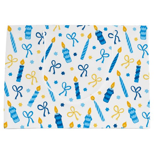 Chanukah Candles Burning White Große Geschenktüte (Vorderseite)