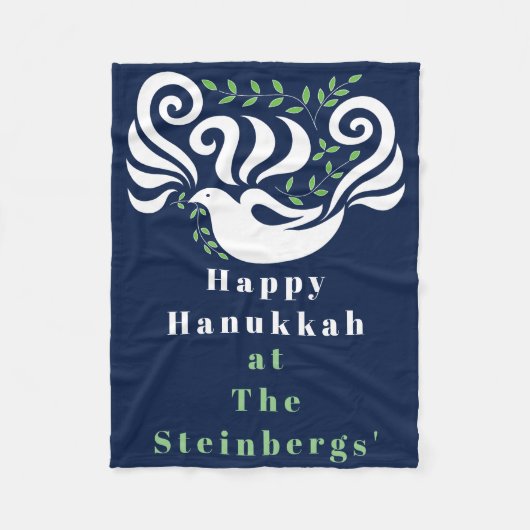 Chanukah Dove Stencil Fleece Blanket (Vorderseite)