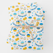 Chanukah Dreidels Doughnut Gold Blue White Geschenkpapier Set (Beispiel)