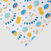 Chanukah Dreidels Doughnut Gold Blue White Seidenpapier (Ausschnitt)
