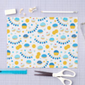 Chanukah Dreidels Doughnut Gold Blue White Seidenpapier (Handwerk)