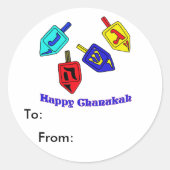 Chanukah Dreidels Runder Aufkleber (Vorderseite)