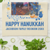 Chanukah FAMILY WIEDERSEHEN Custom Foto Name HANUK Geschirrtuch (Gefaltet)