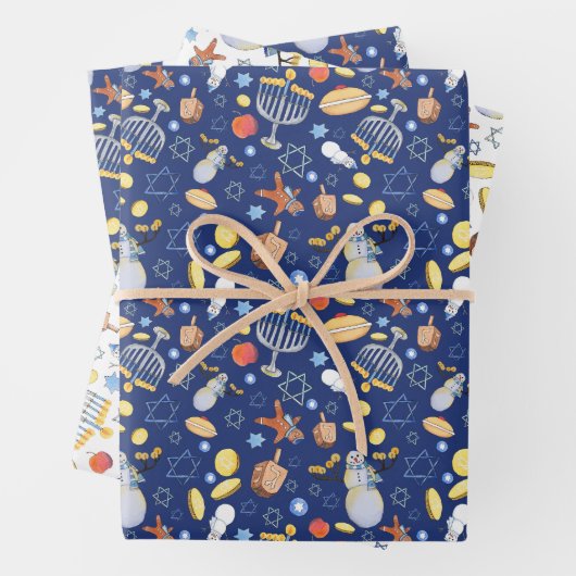 Chanukah Flat Gift Wrap (3 Blätter) Geschenkpapier Set (Beispiel)