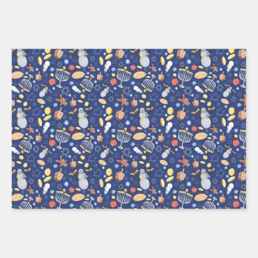 Chanukah Flat Gift Wrap (3 Blätter) Geschenkpapier Set (Vorderseite)
