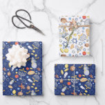 Chanukah Flat Gift Wrap (3 Blätter) Geschenkpapier Set<br><div class="desc">Alle Ikonen der Chanukah Saison in drei Blättern verpackt - eins mit weißem Hintergrund,  zwei mit blau, </div>