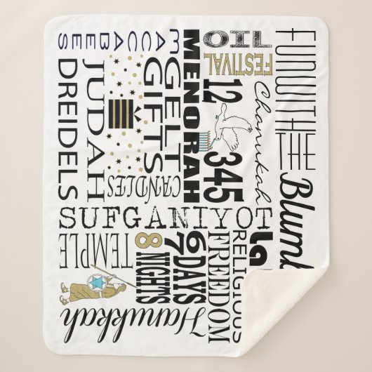 Chanukah Fun Words Sherpa Blanket/Mittel Sherpadecke (Vorderseite)