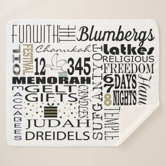 Chanukah Fun Words Sherpa Blanket/Mittel Sherpadecke (Vorderseite (Horizontal))