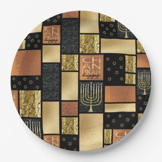 Chanukah Funkelnd Tiles Pappteller (Vorderseite)