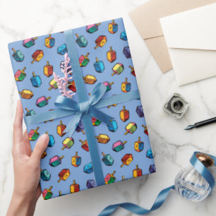 Chanukah Giftwrap - Dreidels - Judaika - Groß Geschenkpapier