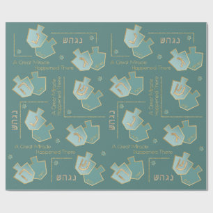 Chanukah Giftwrap Wunder geschah Es Türkis Geschenkpapier