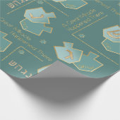 Chanukah Giftwrap Wunder passiert dort Türkis Geschenkpapier (Ecke)