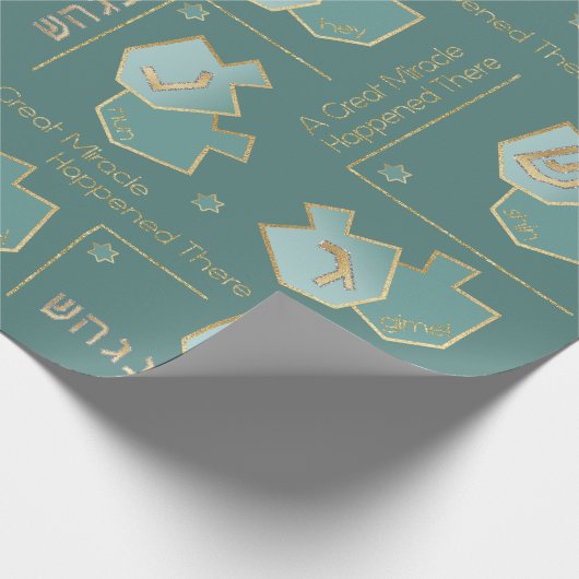 Chanukah Giftwrap Wunder passiert dort Türkis Geschenkpapier (Ecke)