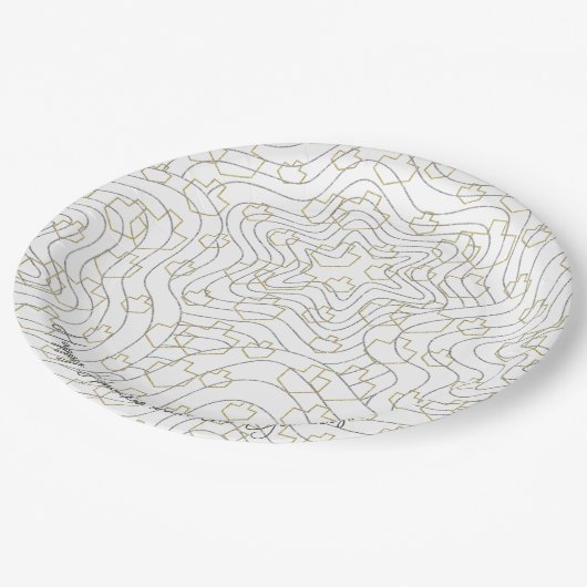 Chanukah Gold Silver Stars & Dreidels Pappteller (Schrägansicht)