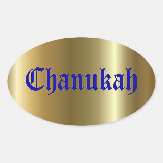 Chanukah Golden Blue Oval Sticker (Vorderseite)