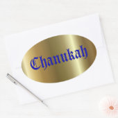 Chanukah Golden Blue Oval Sticker (Umschlag)