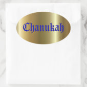 Chanukah Golden Blue Oval Sticker (Tasche)