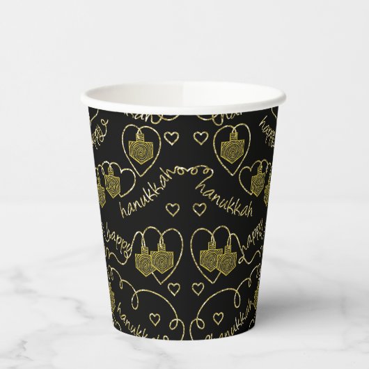Chanukah Golden Dreidels 8 oz. Pappbecher (Links)