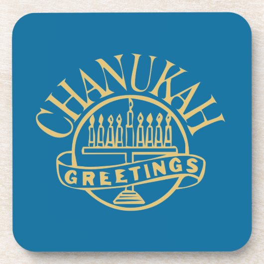 Chanukah Greetings Menorah Untersetzer (Vorderseite)