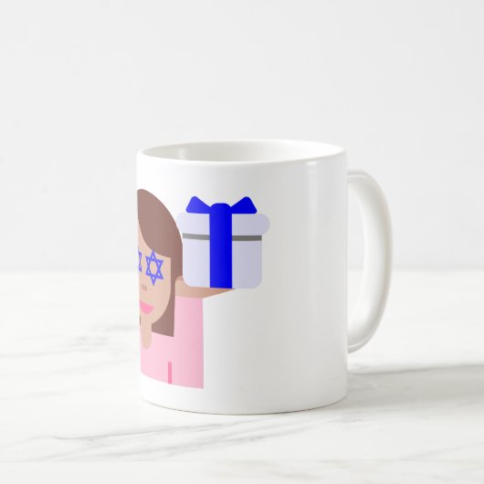 Chanukah Haar gedreht Emoji Kaffeetasse (VorderseiteRechts)