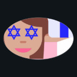 Chanukah Haar gedreht Emoji Ovaler Aufkleber<br><div class="desc">hanukkah,  chanukkah, "haarflick emoji", emoji, "info girl emoji", "pink girl emoji", jewish, jew, hebrew, hannukah, kanukah, "star of david" kawaii "information emoji pastellrosa weibliches Geschenk präsentiert</div>