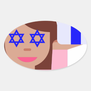 Chanukah Haar gedreht Emoji Ovaler Aufkleber