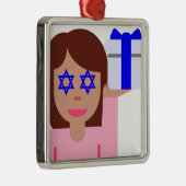 Chanukah Haar gedreht Emoji Silbernes Ornament (Rechts)
