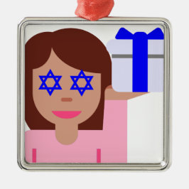 Chanukah Haar gedreht Emoji Silbernes Ornament