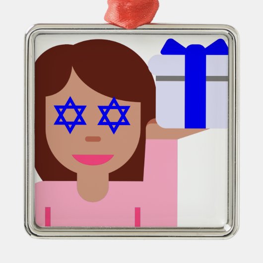 Chanukah Haar gedreht Emoji Silbernes Ornament (Vorne)