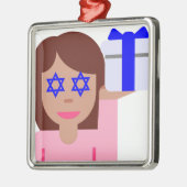 Chanukah Haar gedreht Emoji Silbernes Ornament (Links)