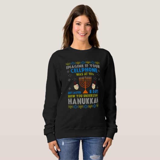 Chanukah Handy Zitat Jüdischer Prix Ugly Hanukka Sweatshirt (Vorne ganz)