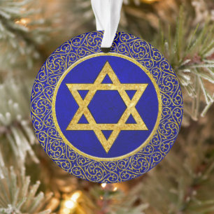 Chanukah Hanukkah חֲנֻכָּה Blau und Gold Ornament