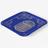Chanukah/Hanukkah Art Deco Gold Blue Dreidels Pappteller (Gewinkelt)