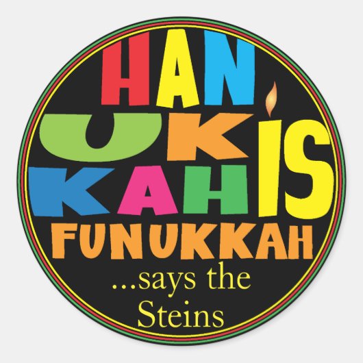 Chanukah/Hanukkah "HanukkahFunukka" Stickers Round (Vorderseite)
