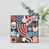 Chanukah Hanukkah Menorah Donut Jewish Stars Card Karte (Stehend Vorderseite)