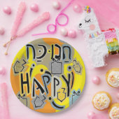 Chanukah Happy Glitzy Pappteller (Party)