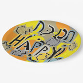 Chanukah Happy Glitzy Pappteller (Schrägansicht)