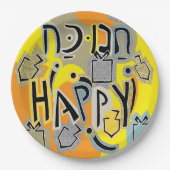 Chanukah Happy Glitzy Pappteller (Vorderseite)