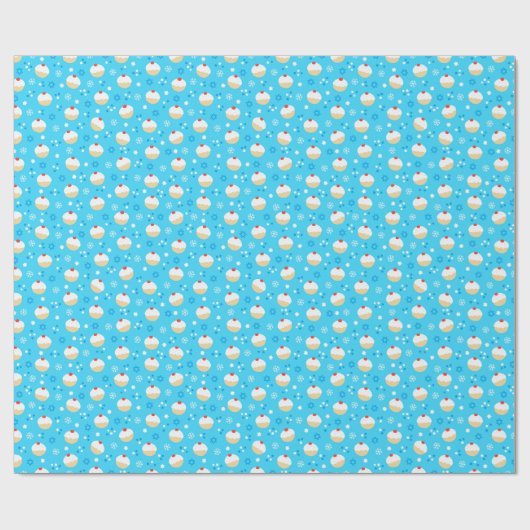 Chanukah Jelly Doughnut Jewish Stars Schneeflocken Geschenkpapier (Flach)