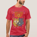 Chanukah Jewish Menorah Kitten Funny Cat Hanukkah T-Shirt<br><div class="desc">Chanukah jüdische Menorah Kitten Funny Cat Hanukkah.</div>