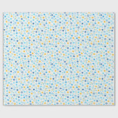 Chanukah Jewish Stars Snowflakes White Blue Gold Geschenkpapier (Flach)