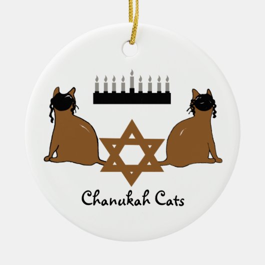 Chanukah Katzen-Verzierung Keramikornament (Vorne)
